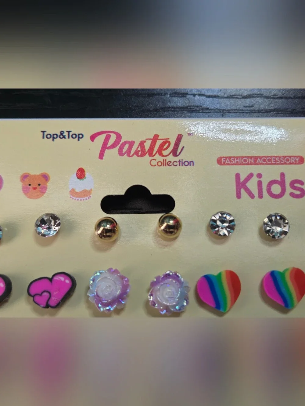 Top & Top Pastel Kids Earring Set - Pink, Rainbow, Pearl & Gold-Rainbow Heart